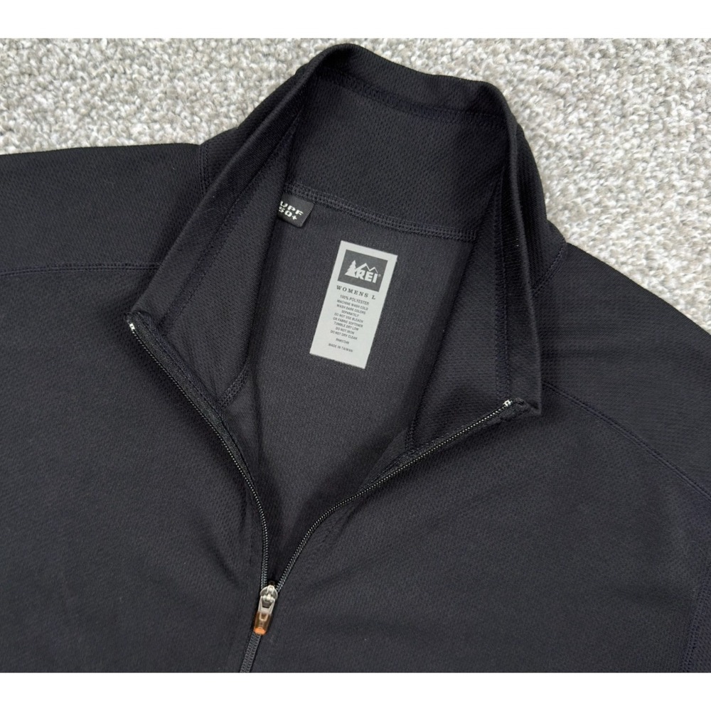 REI Co-op Womens L Black Quarter Zip Pullover Long Sleeve Performance Shirt